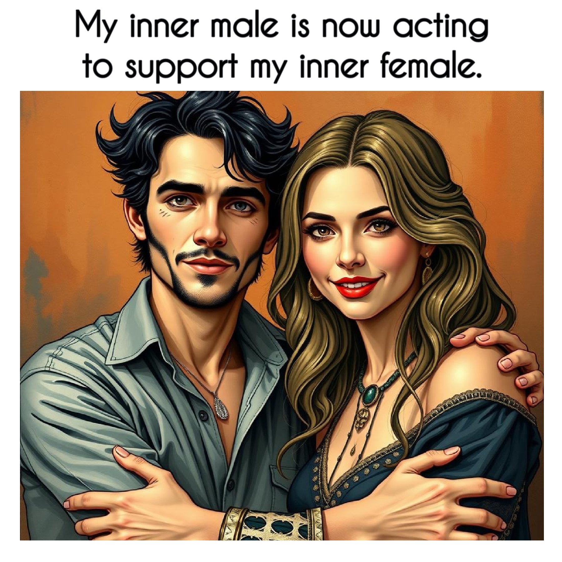 The true function of male energy is to provide absolute clarity, directness, and a passionate strength based on your intuitive feelings, coming through your female, tell you.