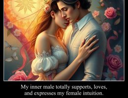 My inner male totally supports, loves, and expresses my female intuition.
