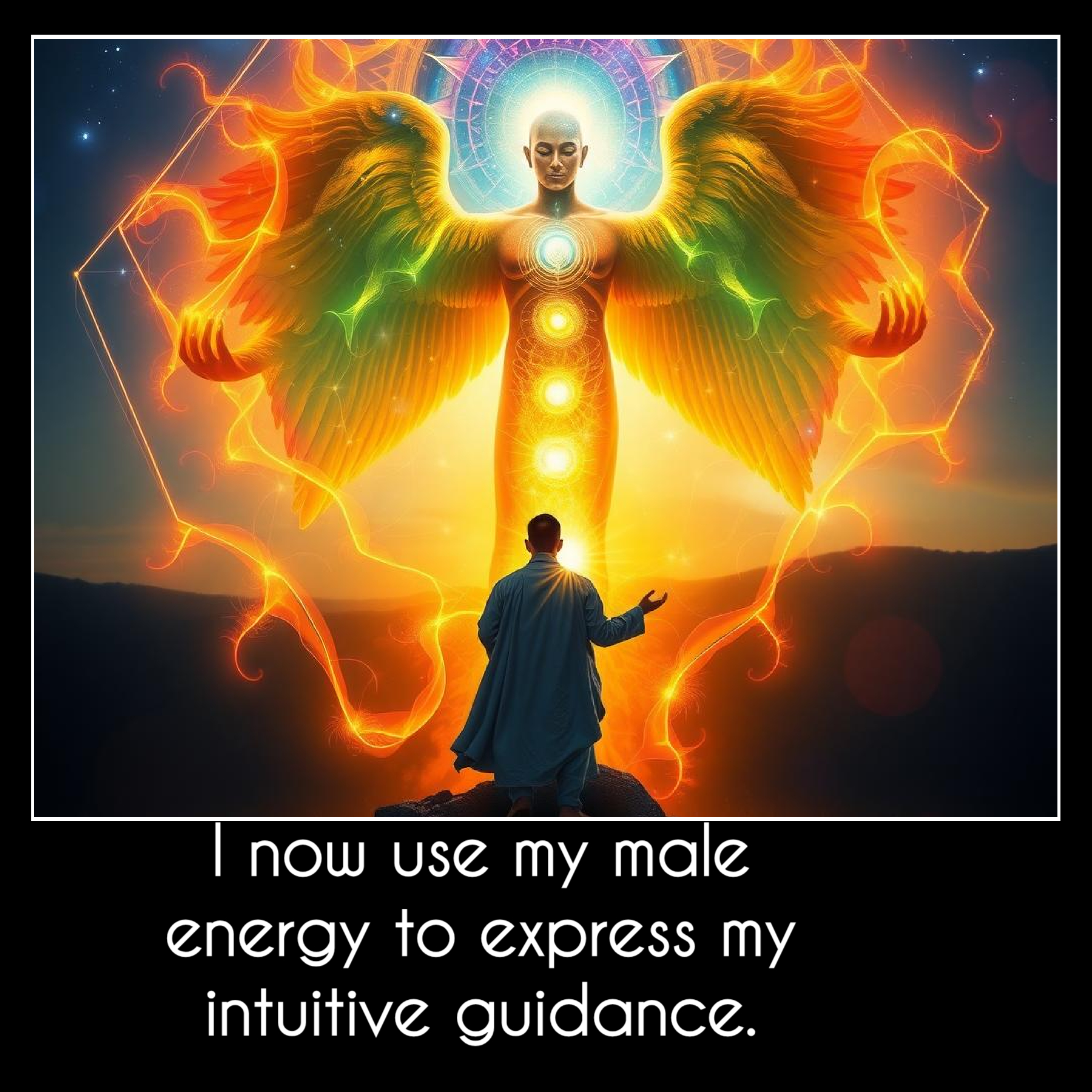 I now use my male energy to express my intuitive guidance.