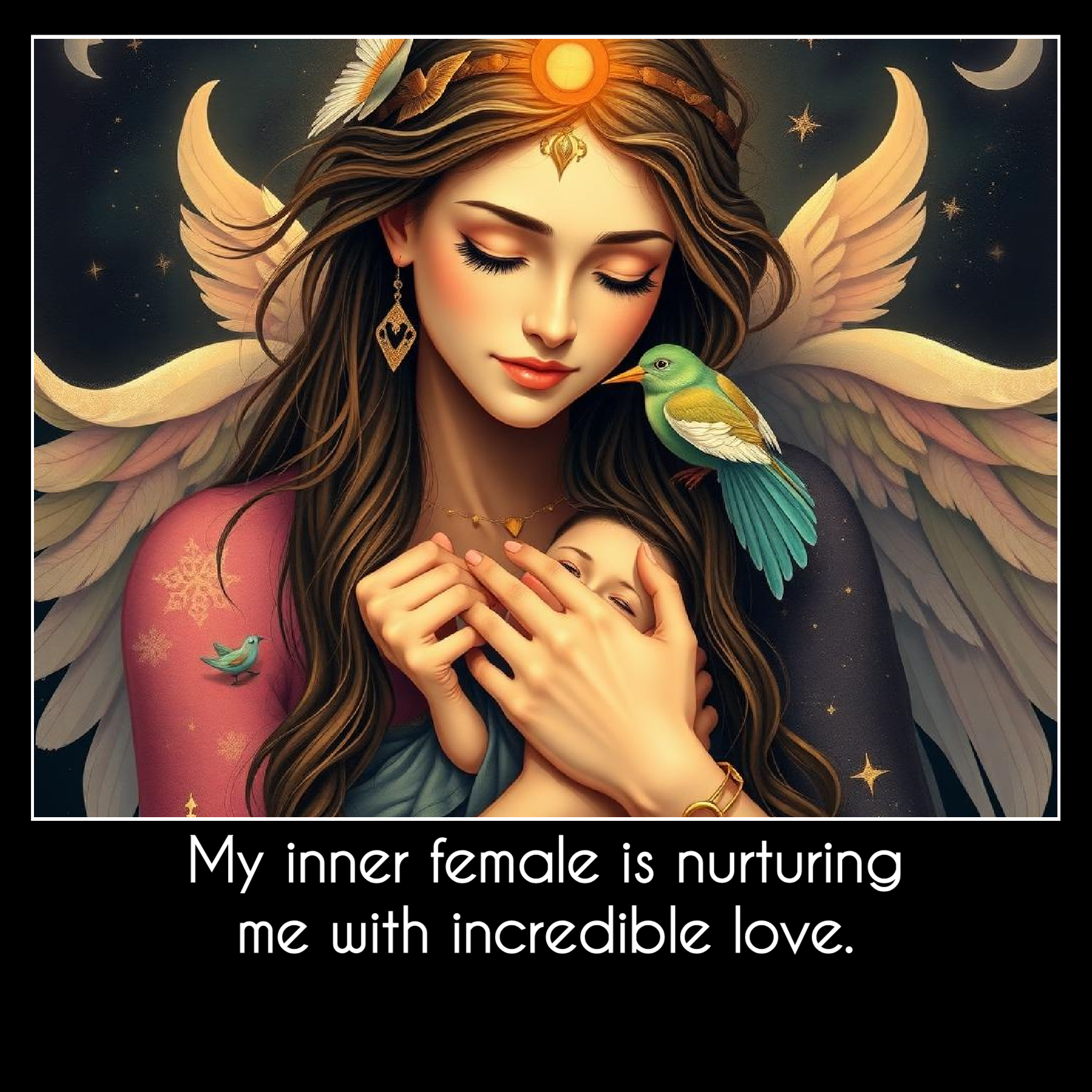 My inner female is nurturing me with incredible love. 